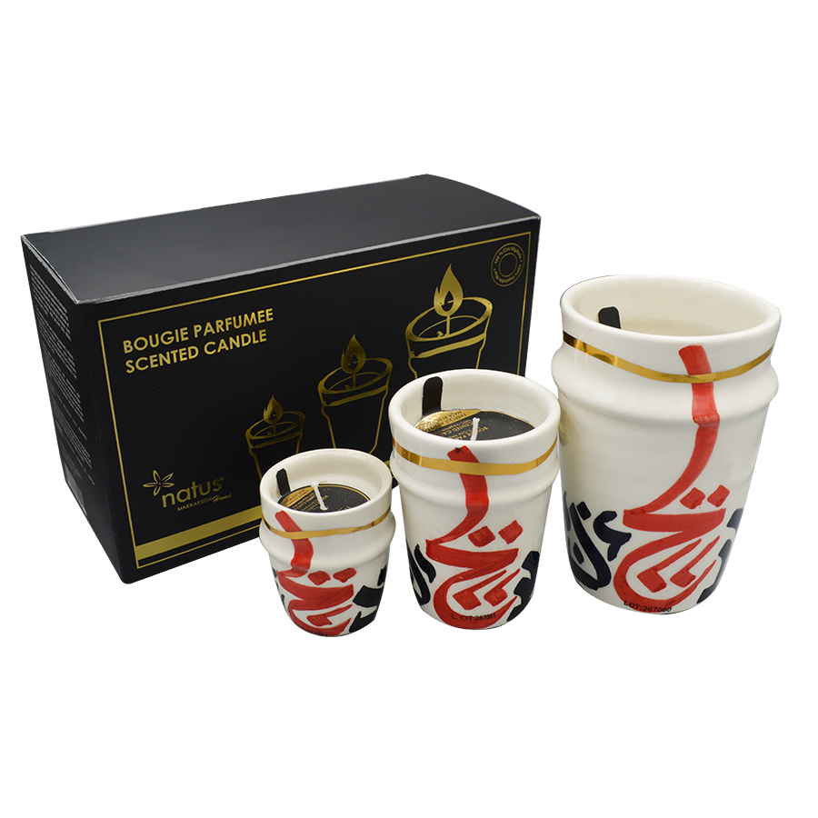 Set of 3 scented candles - Calligraphy