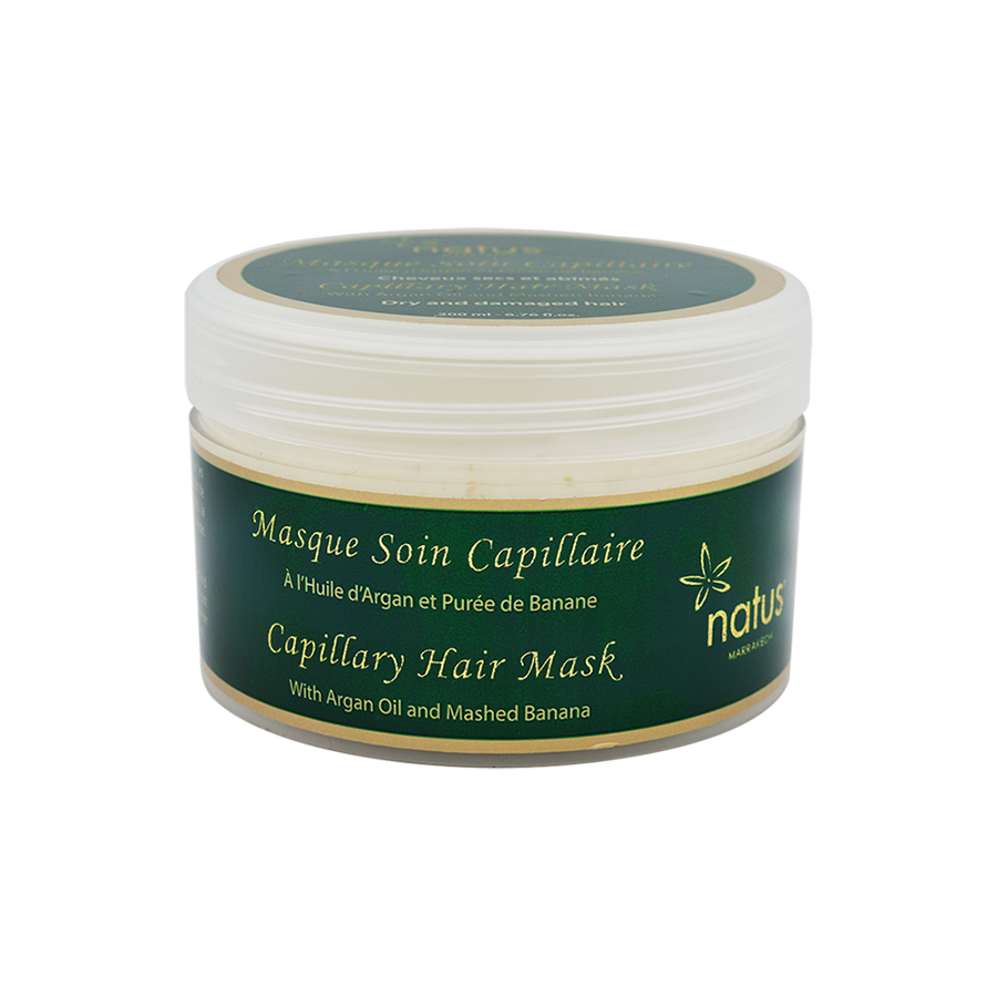 Masque soin capillaire à l'huile d'argan et purée de banane - Cheveux secs et abimés 200ml